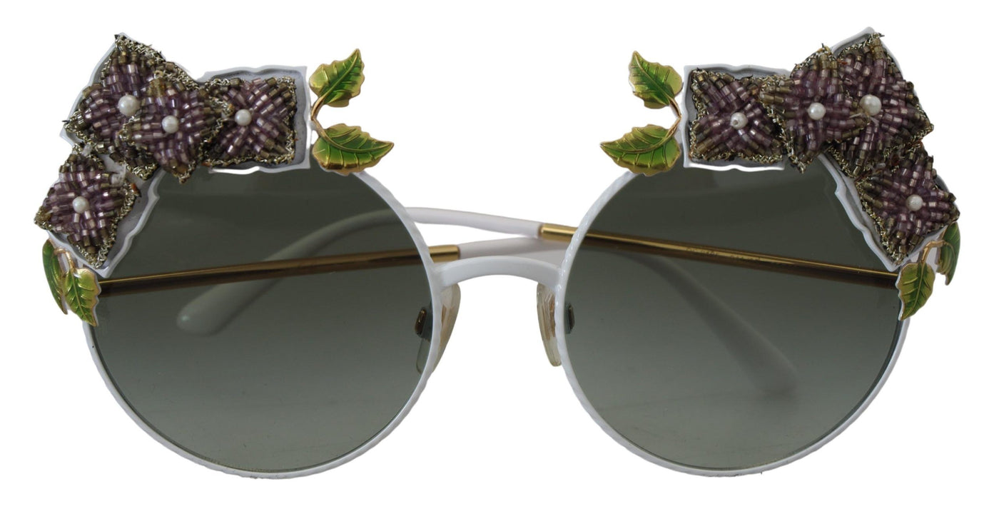 Gold Floral Embellished Metal Frame Round DG2186 Sunglasses