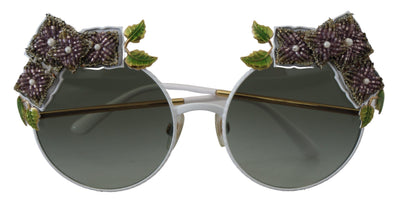 Gold Floral Embellished Metal Frame Round DG2186 Sunglasses