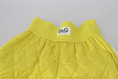 Yellow Nylon Quilted High Waist Bermuda Shorts