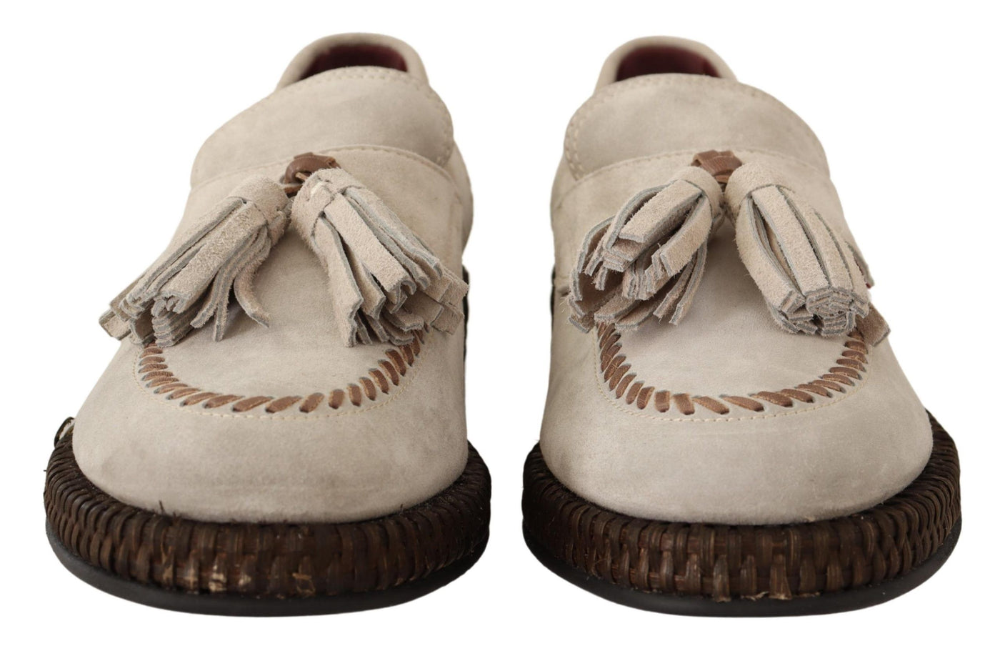 Cream Suede Leather Casual Espadrille Shoes