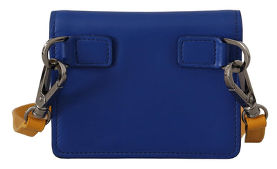 Blue Calf Leather Shoulder Strap Card Holder Wallet