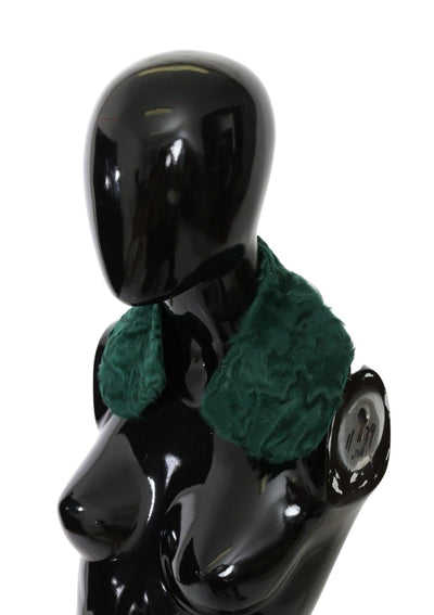 Green Fur Shoulder Collar Wrap Lambskin Scarf