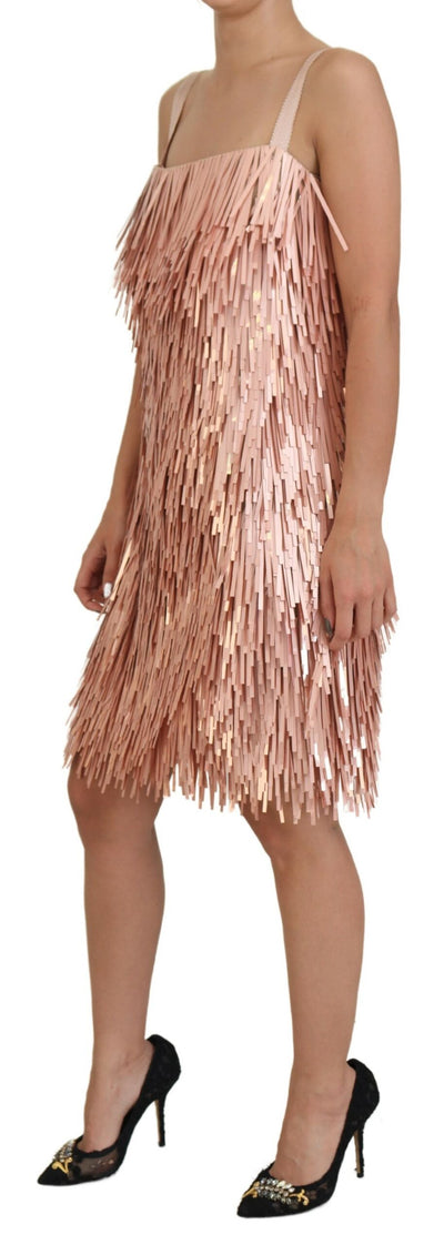 Pink Tinsel Sleeveless Shift A-line Dress