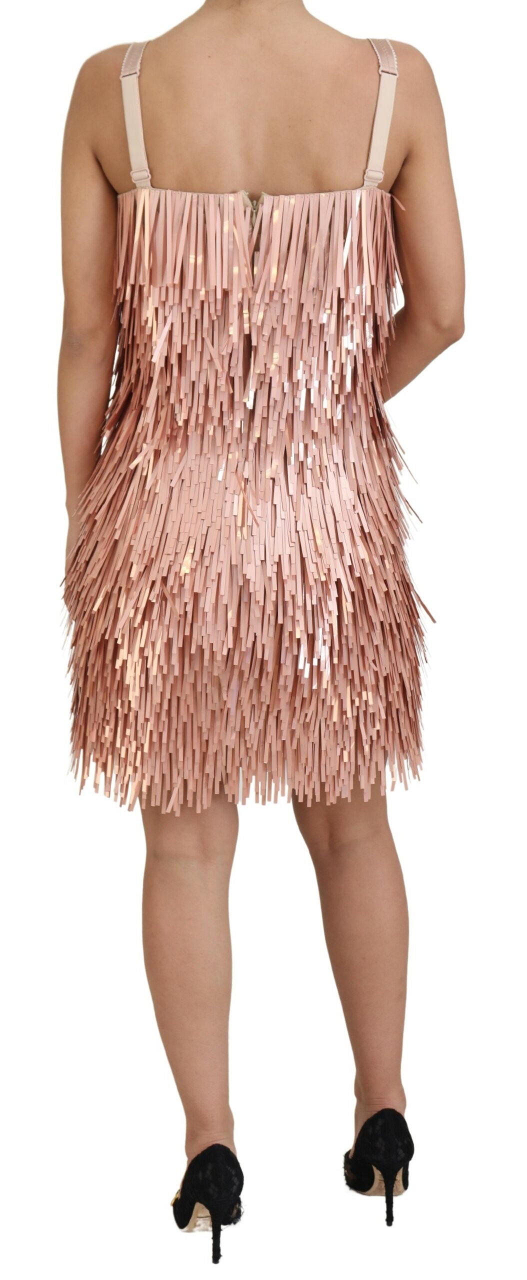 Pink Tinsel Sleeveless Shift A-line Dress