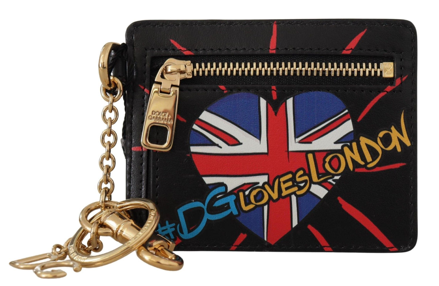 Black Leather #DGLovesLondon Keyring Cardholder Coin Case