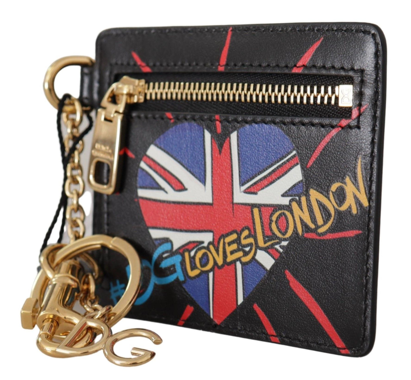 Black Leather #DGLovesLondon Keyring Cardholder Coin Case