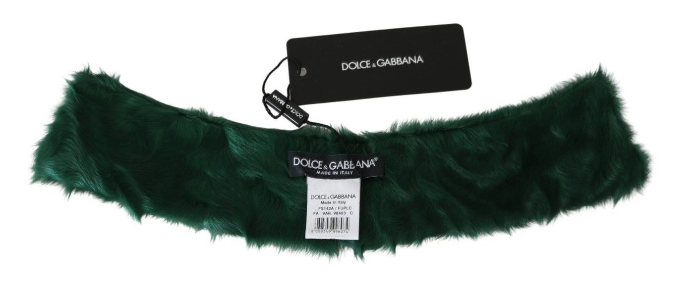 Green Fur Neck Collar Wrap Lambskin Scarf