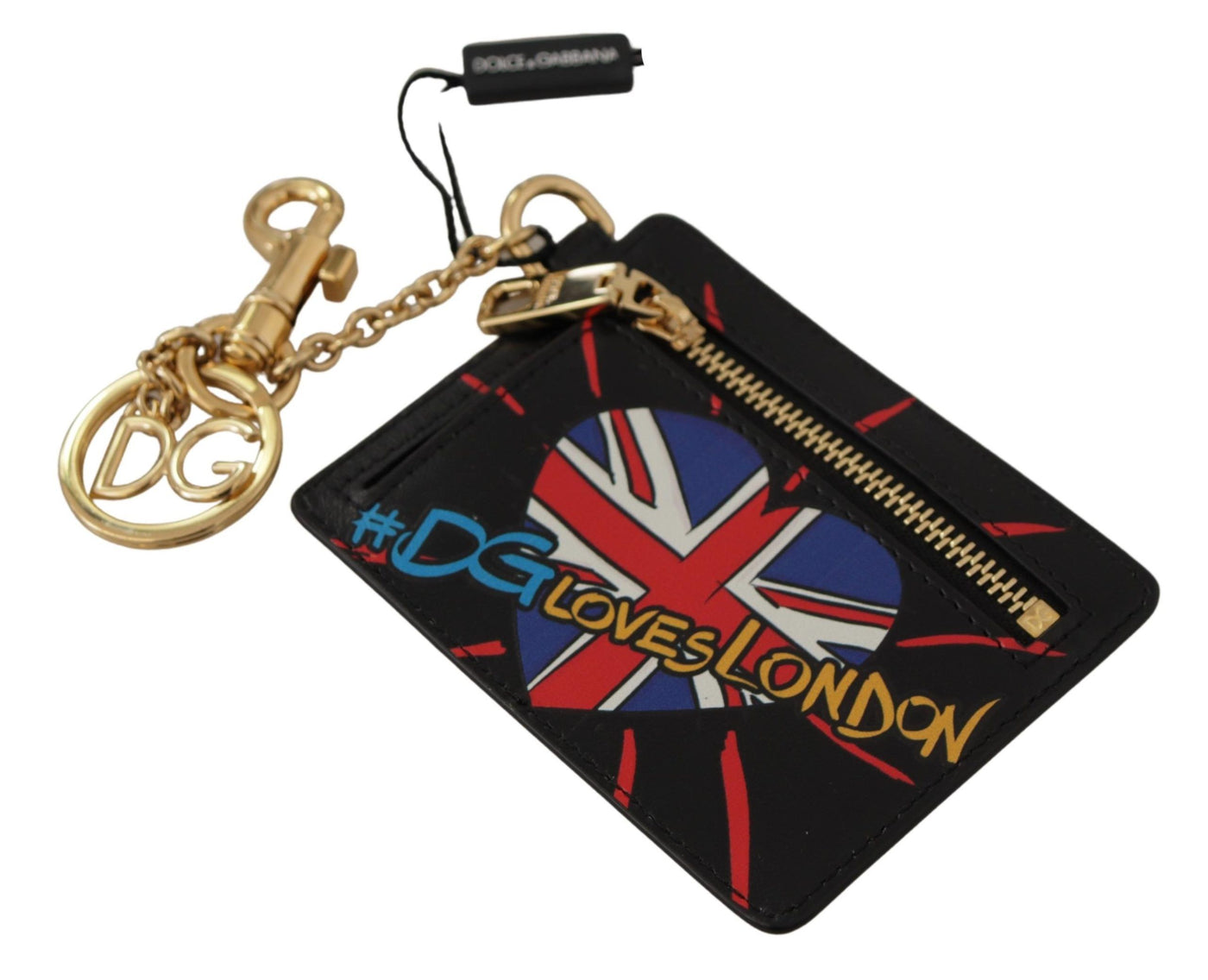 Black Leather #DGLovesLondon Keyring Cardholder Coin Case