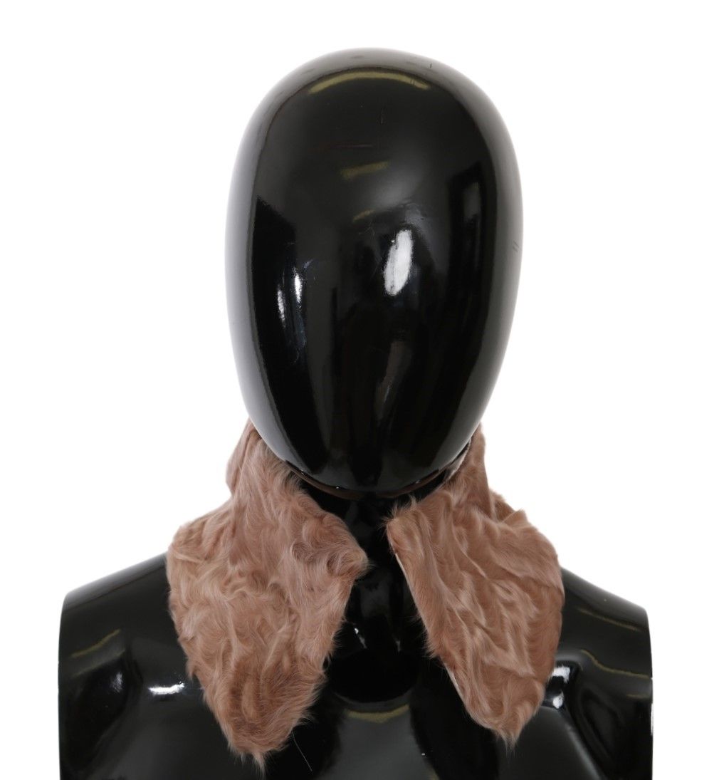 Beige Fur Shoulder Collar Wrap Lambskin Scarf