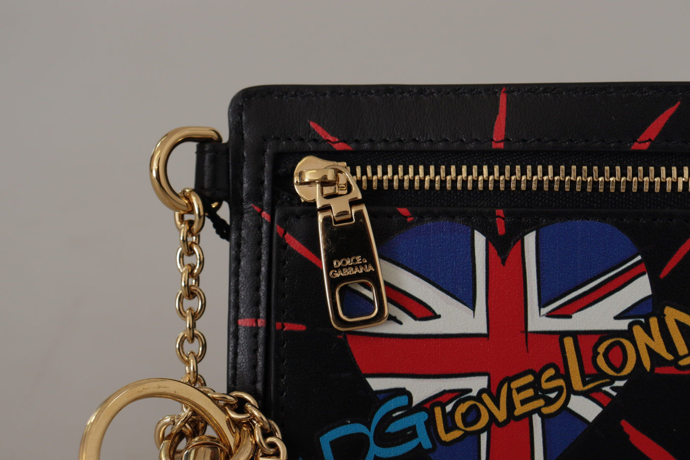 Black Leather #DGLovesLondon Keyring Cardholder Coin Case