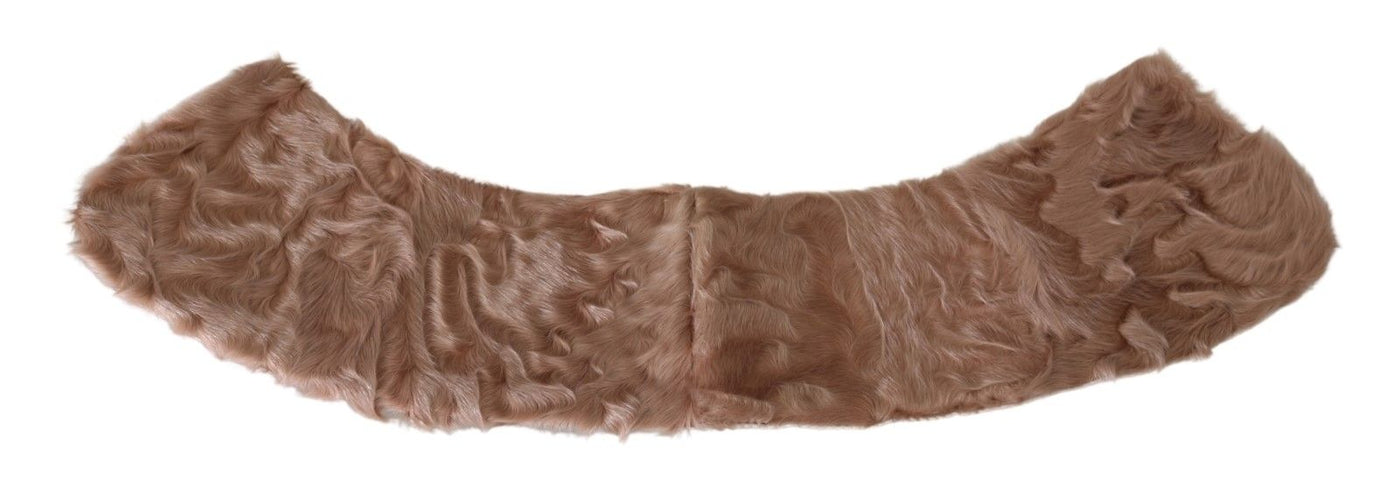 Beige Fur Shoulder Collar Wrap Lambskin Scarf