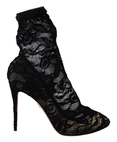 Black Lace Taormina High Heel Boots