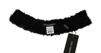 Black Fur Neck Collar Wrap Lambskin Scarf