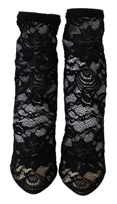 Black Lace Taormina High Heel Boots