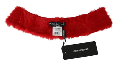 Red Fur Neck Collar Wrap Lambskin Scarf