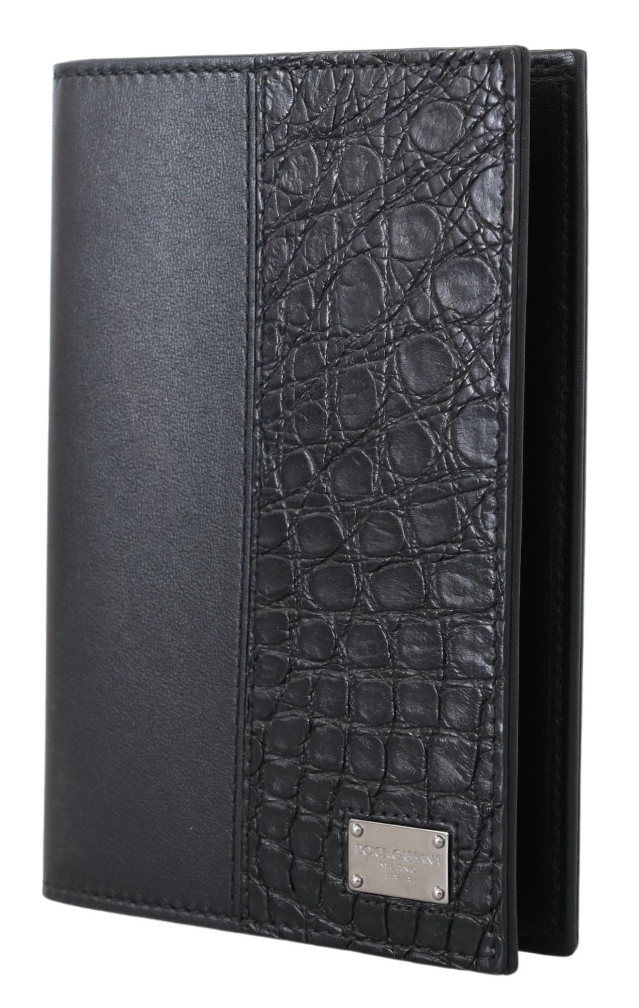 Black Bifold Passport Holder Men Exotic Leather Wallet