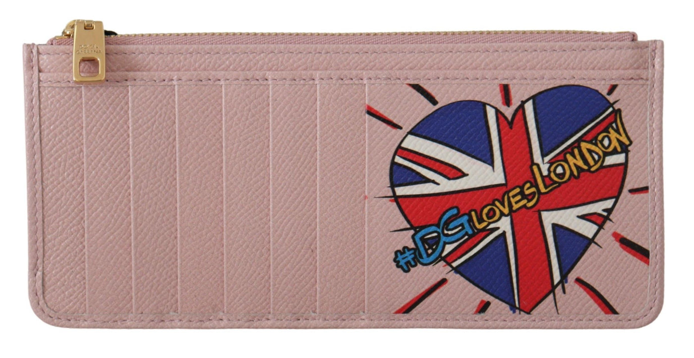 Pink Leather #DGLovesLondon Women Cardholder Case Wallet