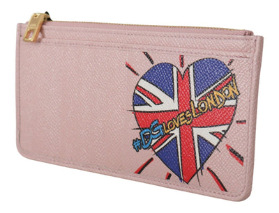 Pink Leather #DGLovesLondon Women Cardholder Case Wallet