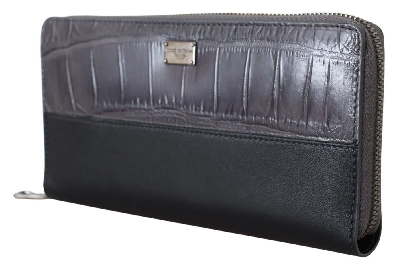 Black Zip Around Continental Clutch Leather Wallet