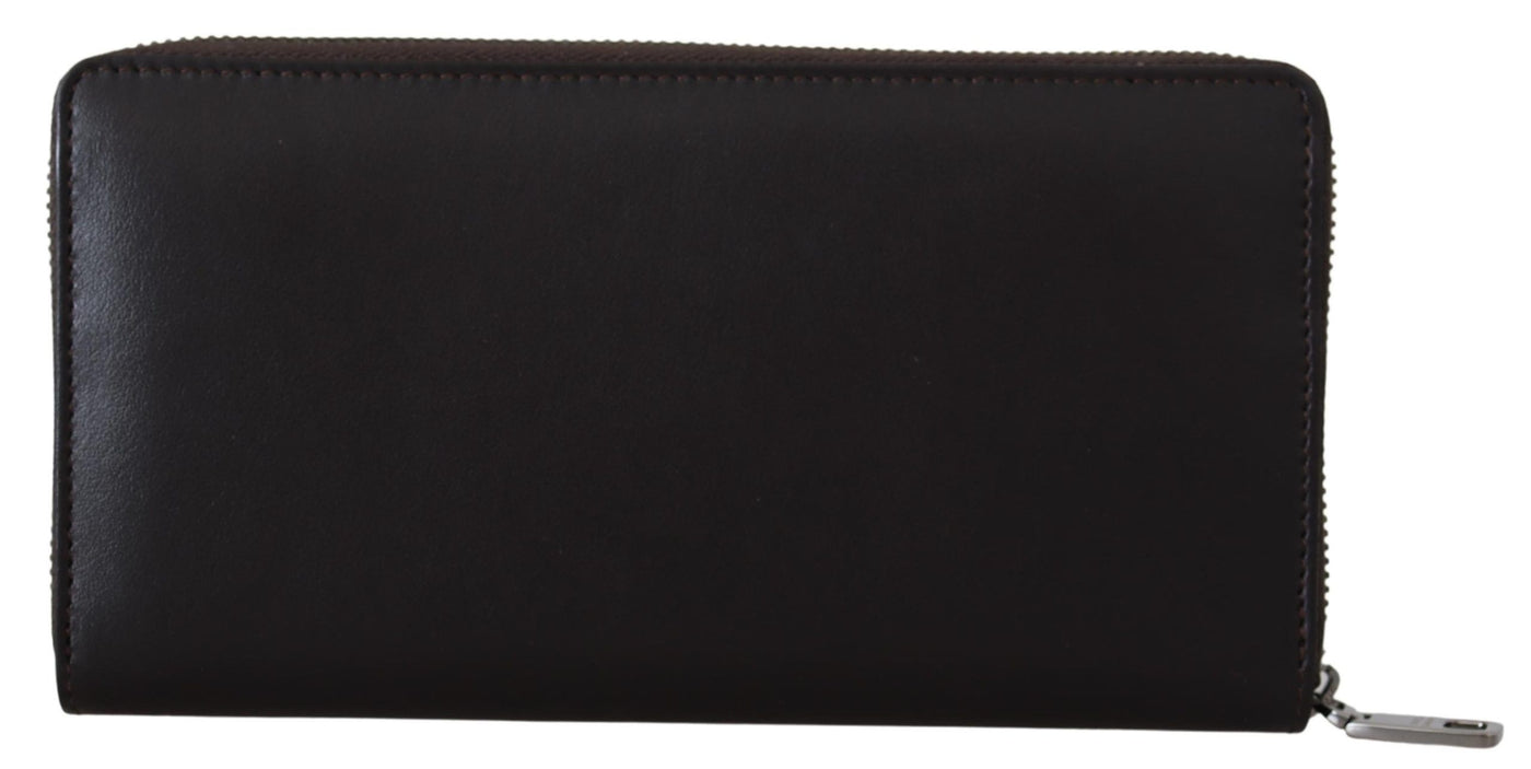 Brown Zip Around Continental Clutch Exotic Leather Wallet