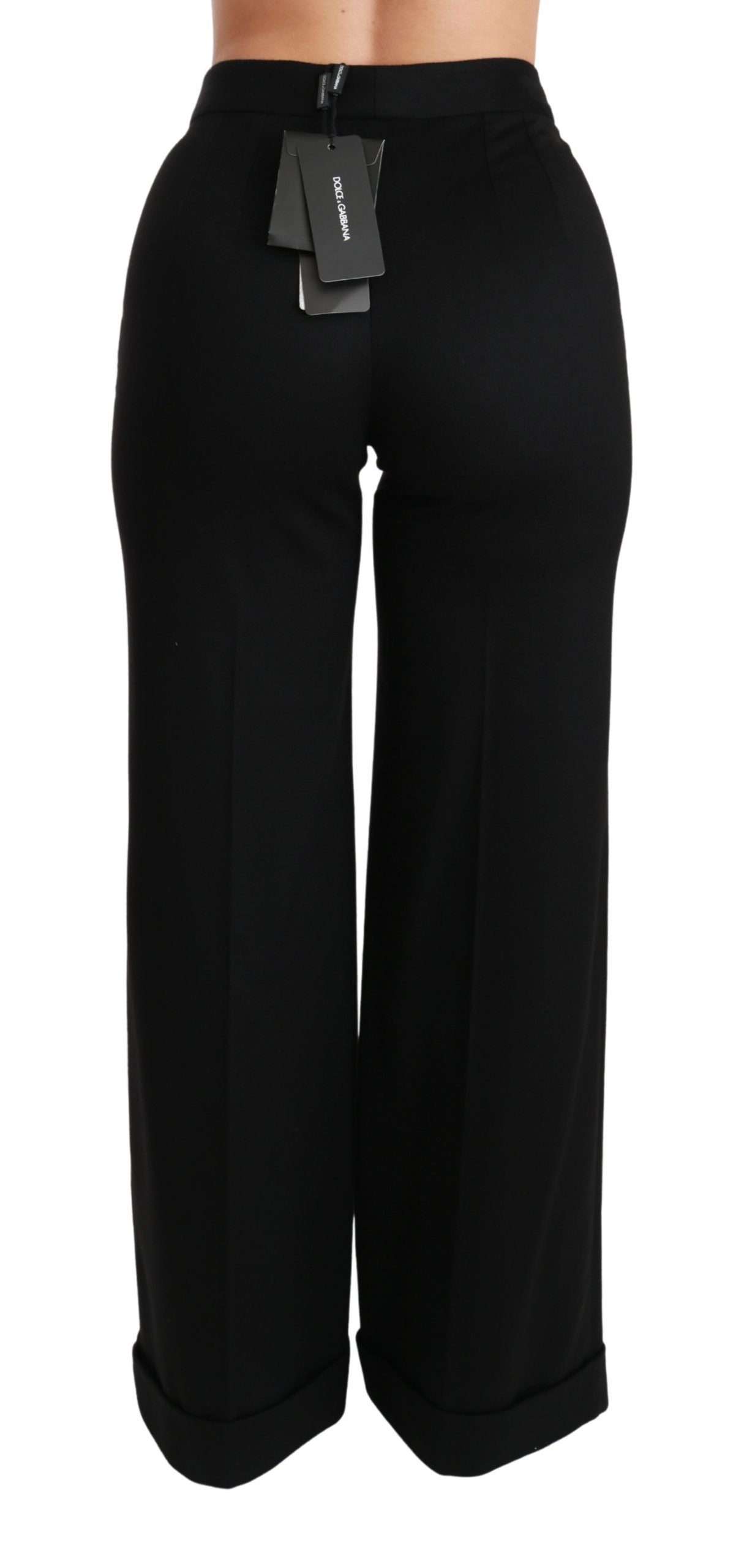 Black Wide Leg Flared Trouser Cashmere Pants