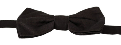 Men Brown Pattern Silk Adjustable Neck Papillon Bow Tie