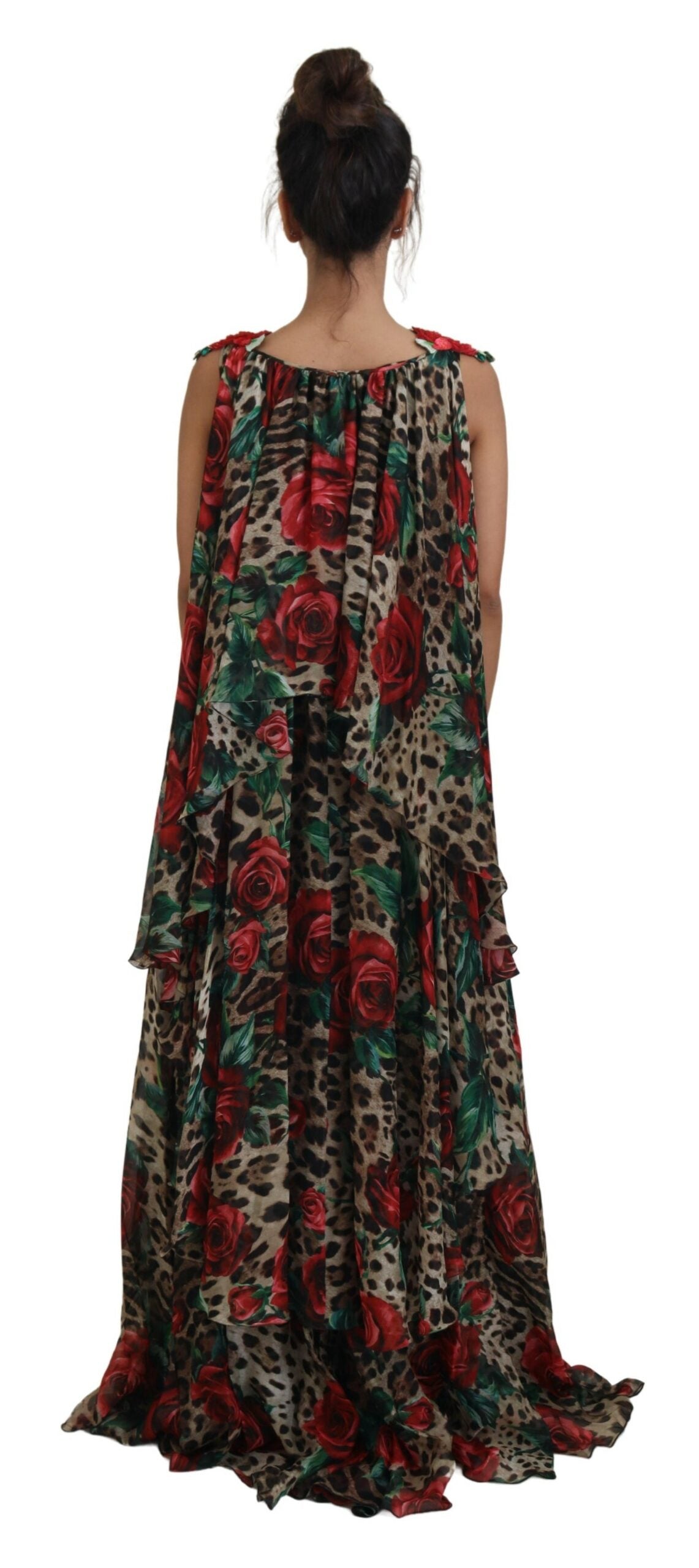 Multicolor Rose Leopard Sleeveless Dress