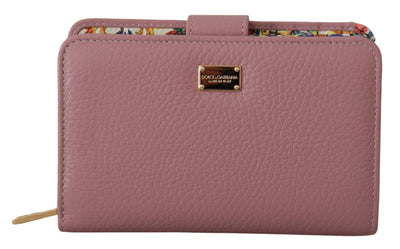 Pink Floral Leather Bifold Continental Clutch Wallet