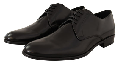 Black Leather Lace Up Men Dress Derby Shoes