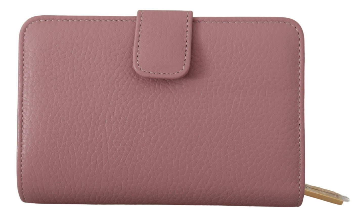 Pink Floral Leather Bifold Continental Clutch Wallet