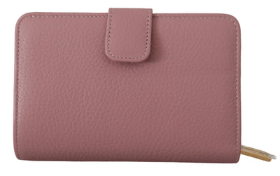 Pink Floral Leather Bifold Continental Clutch Wallet