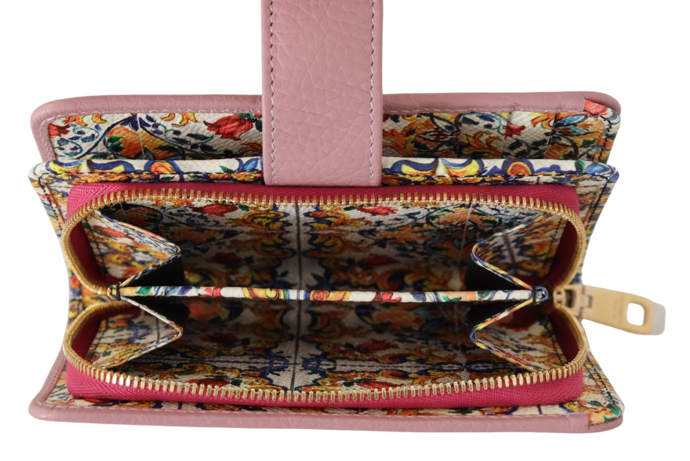 Pink Floral Leather Bifold Continental Clutch Wallet