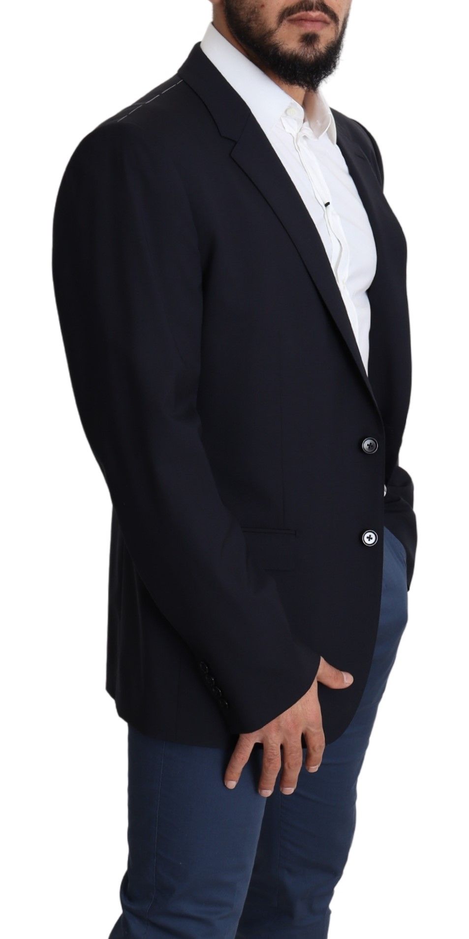 Black Wool Stretch Men Coat MARTINI Blazer