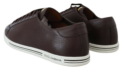 Brown Leather Low Top Casual Sneakers Shoes