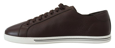 Brown Leather Low Top Casual Sneakers Shoes