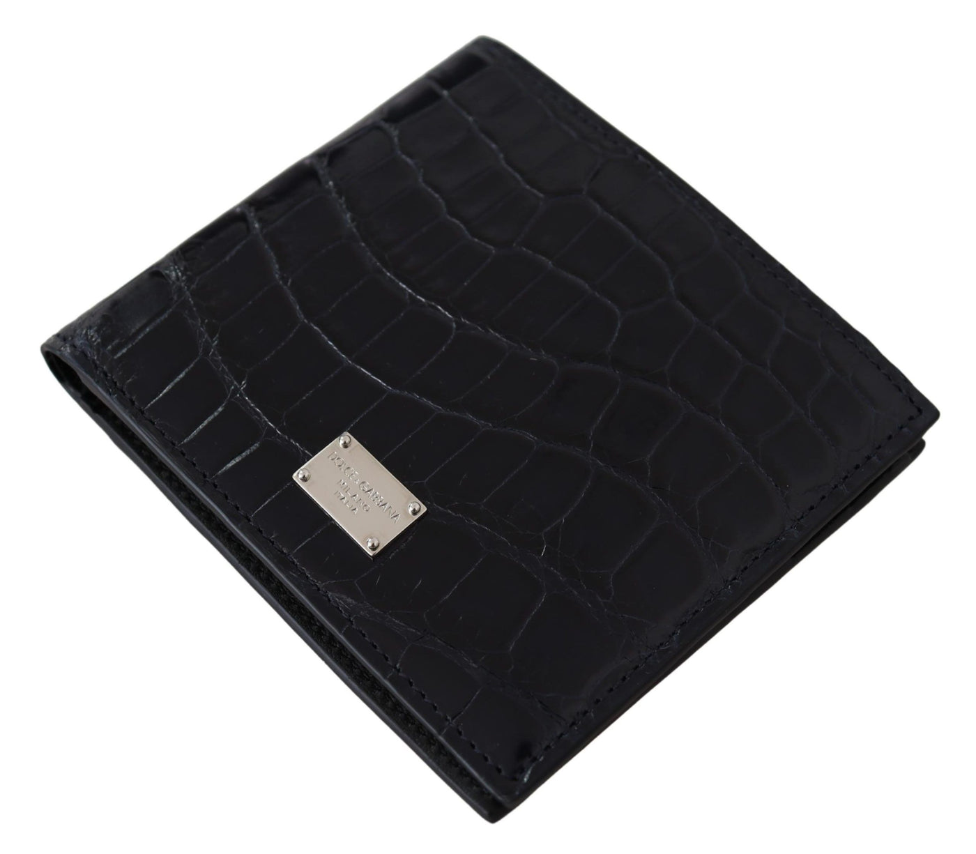 Black Bifold Card Holder Men Exotic Leather Wallet