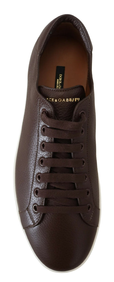 Brown Leather Low Top Casual Sneakers Shoes