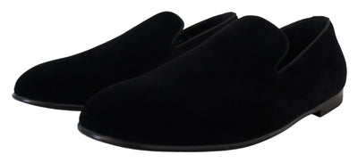 Black Velvet Slipper Loafers Slipon Shoes