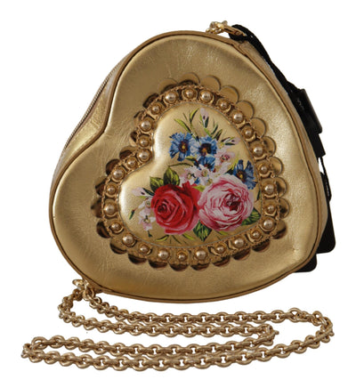 Gold Leather Heart Kids BAMBINO Bag