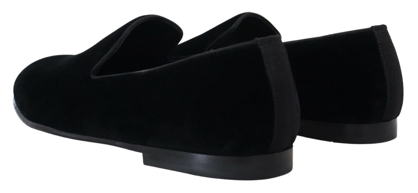 Black Velvet Slipper Loafers Slipon Shoes