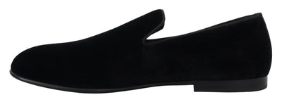 Black Velvet Slipper Loafers Slipon Shoes