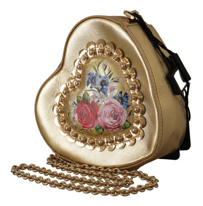 Gold Leather Heart Kids BAMBINO Bag