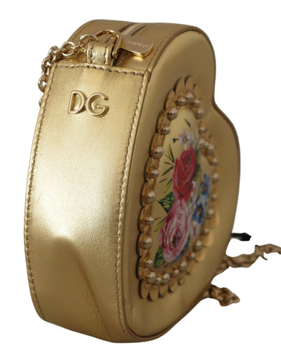 Gold Leather Heart Kids BAMBINO Bag