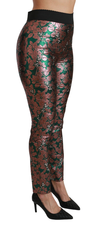 Green Bronze Leaf Tights Skinny Pants