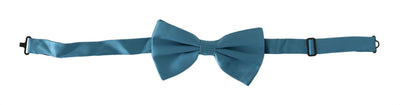 Light Blue 100% Silk Adjustable Neck Papillon Bow Tie