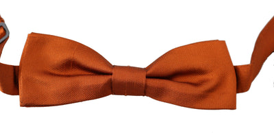 Men Dark Orange Silk Adjustable Neck Papillon Bow Tie