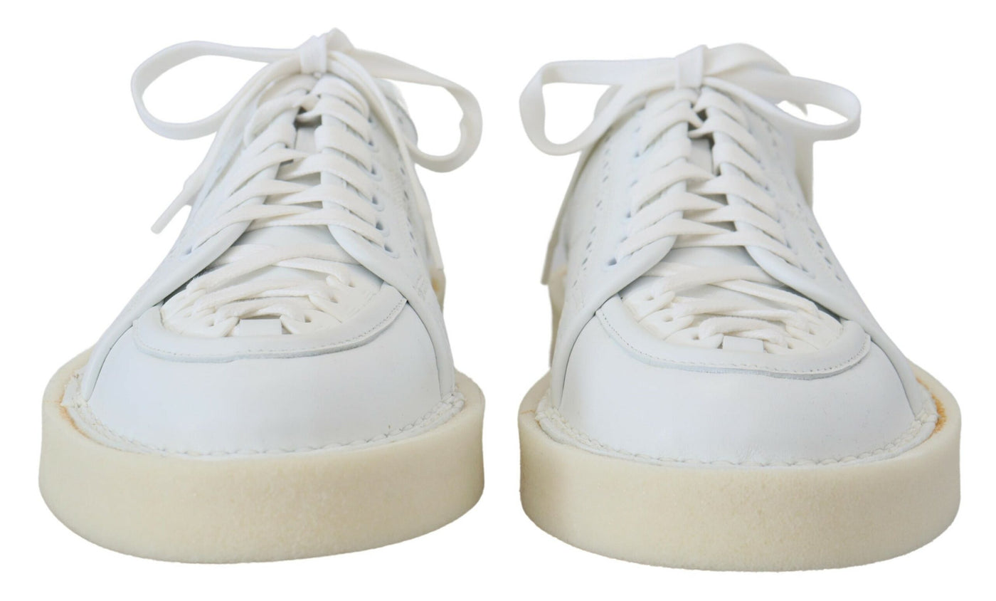 White Leather Low Top Oxford Sneakers Casual Shoes