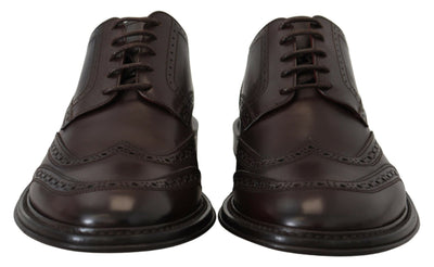 Brown Leather Derby Dress Wingtip Shoes