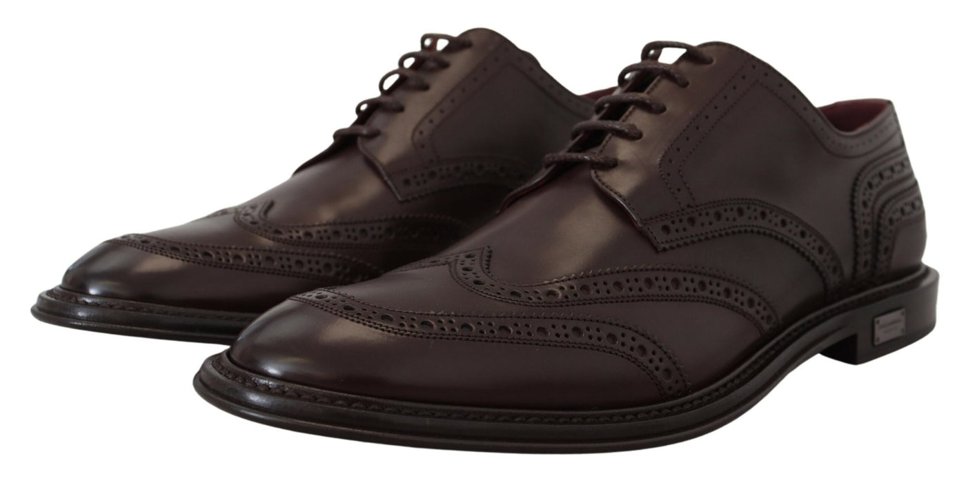 Brown Leather Derby Dress Wingtip Shoes