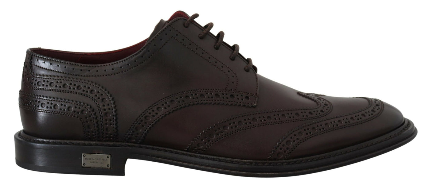 Brown Leather Derby Dress Wingtip Shoes